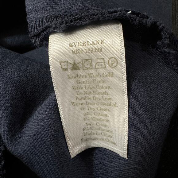 Everlane SZ 8 Dress Pants Flat Front Side Zip Elastic Waist Mid-Rise Navy Blue - Picture 8 of 8